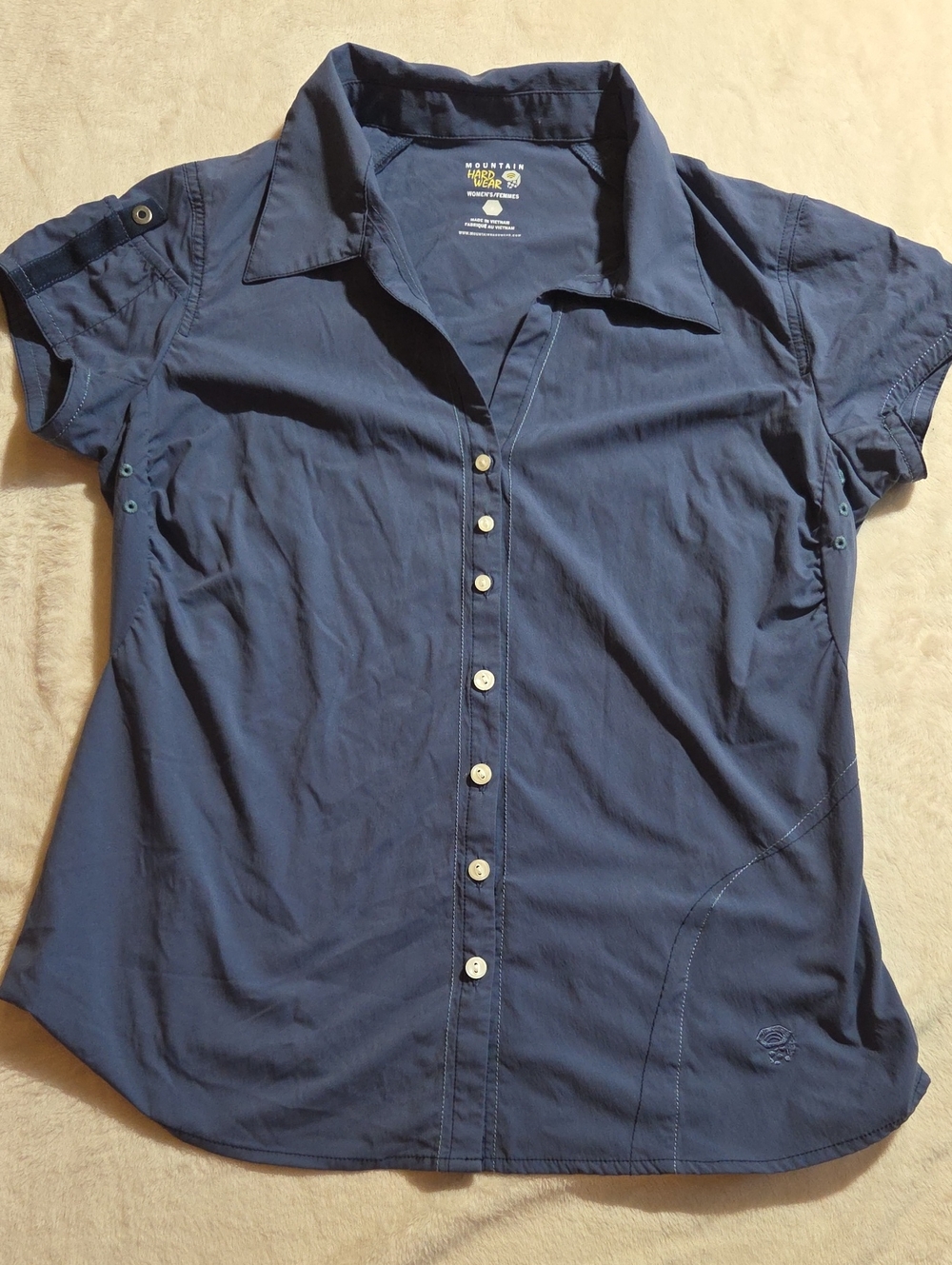 Mountain Hardwear Women's Navy Short Sleeve Button-Front Shirt